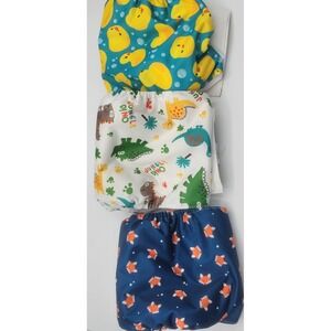 CuteBone Dog Diapers 3 Pack Reusable Washable Medium Duck Dino Fox Prints
